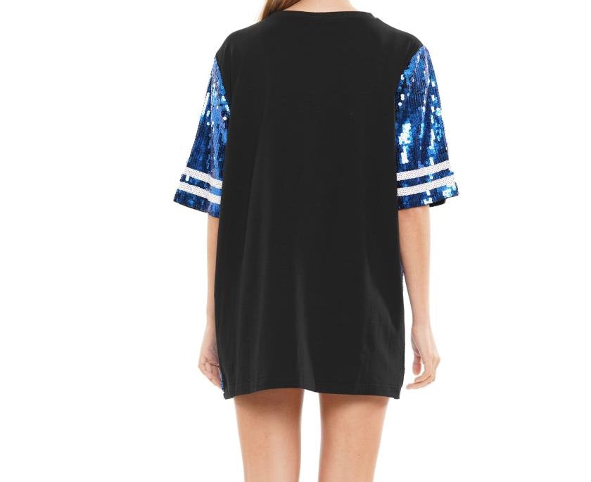 sequin t shirt jersey dress GAMEDAY SEQUIN #15 JERSEY DRESS/TUNIC/TOP