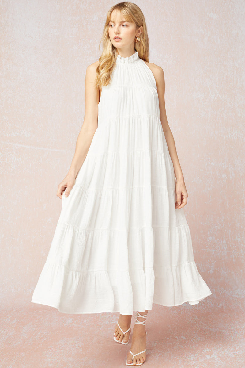 Solid mock neck sleeveless tiered maxi dress – Imani Boutique DFW