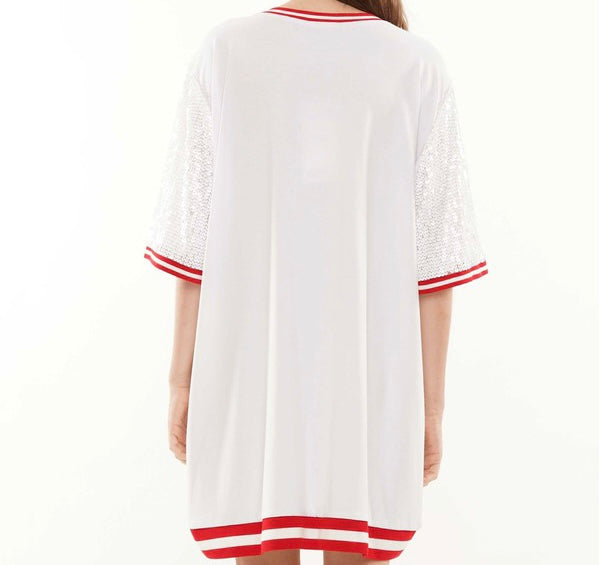 White/Crimson Red Elephant Sequin Dress – Imani Boutique DFW