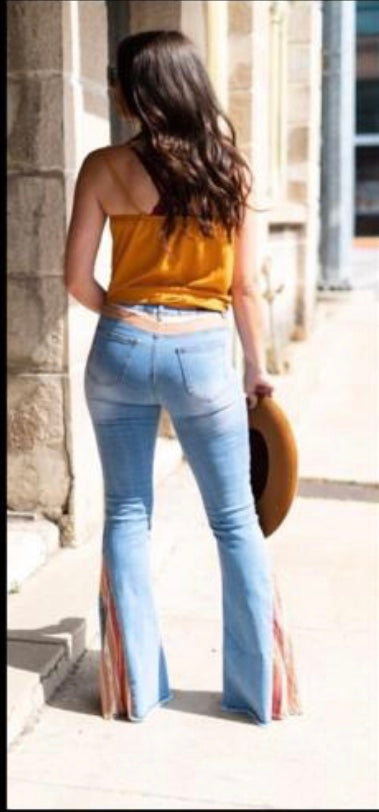 Serape bell bottom jeans hot sale