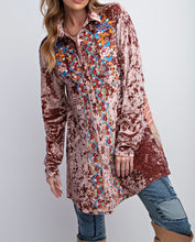 Load image into Gallery viewer, VELVET BUTTON DOWN TUNIC SHIRT