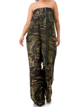 Load image into Gallery viewer, Camo Tube Top Wide Leg Belt Jumpsuit