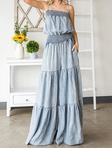 WASHED RUFFLED WIDE FIT JUMPSUIT