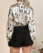 Load image into Gallery viewer, Satin Vogue Print Collar Button Down Shirt