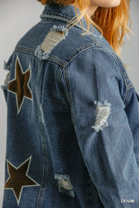 Back Star Print Denim Jacket