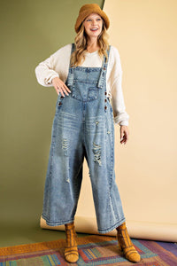 SANFORIZED DENIM LOOSE FIT JUMPSUIT PANTS