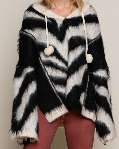 Cream/Black Zebra Sweater