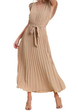 Load image into Gallery viewer, V-Neck Maxi Dress with Pleated Flutter Sleeves
