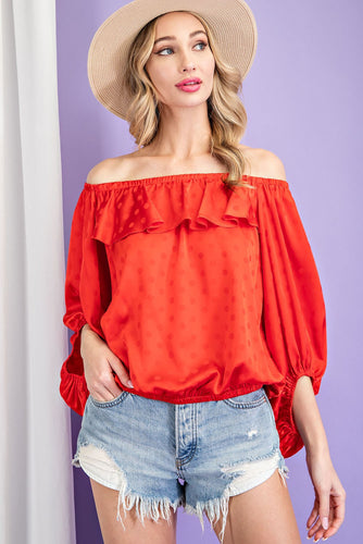 POLKA DOT OFF THE SHOULDER TOP