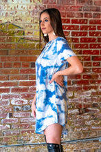 Load image into Gallery viewer, BLUE TIE DYE FLUTTER DRESS WITH POCKETS