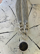 Load image into Gallery viewer, Chained Upcycled Necklace with chain link and crystal