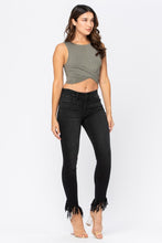 Load image into Gallery viewer, Midrise Black Hem Fray Skinny