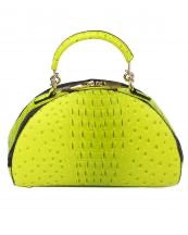 Alligator Pattern Handbag with Two Top Zippier Closure