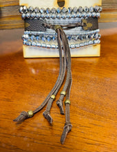 Load image into Gallery viewer, Silver Beaded Bracelet with Designer Leather Adjustable Band