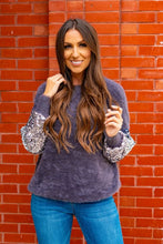 Load image into Gallery viewer, GREY SWEATER WITH SEQUIN SLEEVES