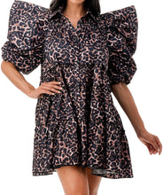 Load image into Gallery viewer, Animal Print Big Puff Ballon Dress