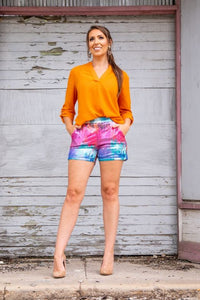 OMBRE SEQUIN SHORTS WITH SIDE POCKETS