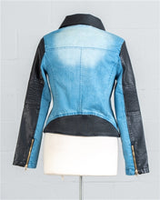 Load image into Gallery viewer, Denim and Faux Leather Jacket