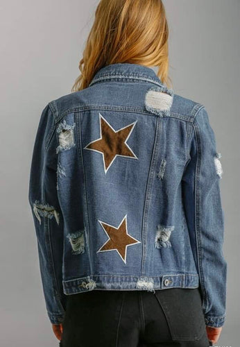 Back Star Print Denim Jacket