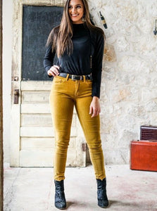 MID RISE SKINNY CORDUROY PANTS