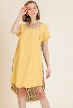 Load image into Gallery viewer, Short Sleeve Round Neck Animal Print Back Dress with High Low Fishtail Scoop Ruffle Hem