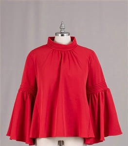 Flare Sleeve Back Zip Top