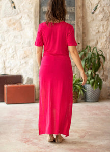 Fuchsia Short Sleeve Full Body Tunic w/Slits