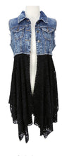 Load image into Gallery viewer, Denim Vest w/ Double Layered Lace