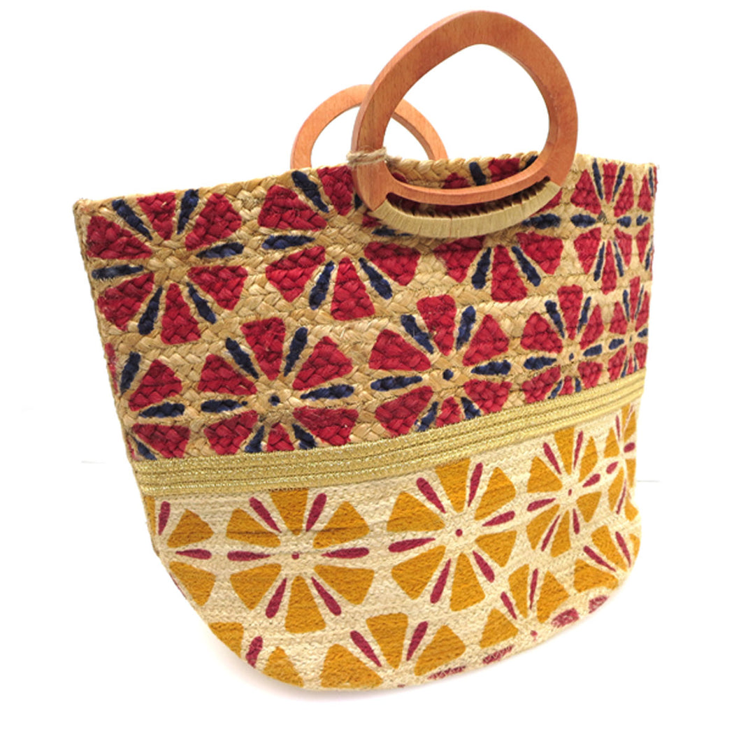 Multi Colored Floral Straw Bag