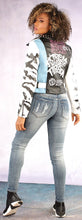 Load image into Gallery viewer, Black/White Crop Studded Jacket