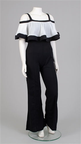 Jumpsuit with White Pleated Ruffle Top