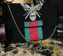 Load image into Gallery viewer, Hand-beaded Mini Bee Envelope Clutch Crossbody, Striped Bee Clutch, Designer Inspired