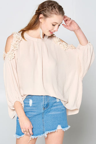 Woven Cold Shoulder Detailed Top