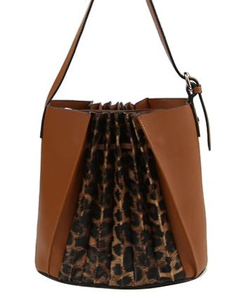 Leopard Print Pleated Handbag