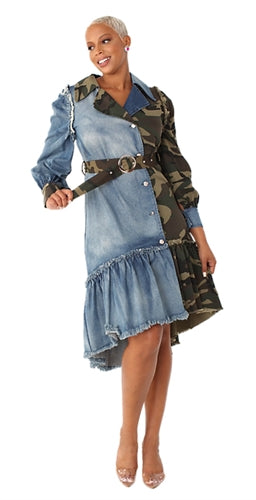 Denim and Camo Hi Lo Dress