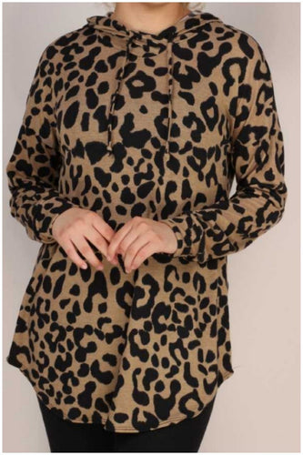 Mocha Animal Print Hoodie