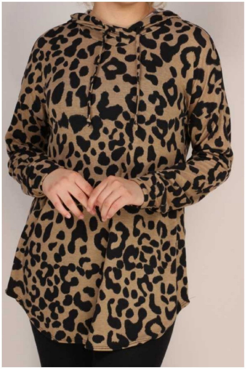 Mocha Animal Print Hoodie