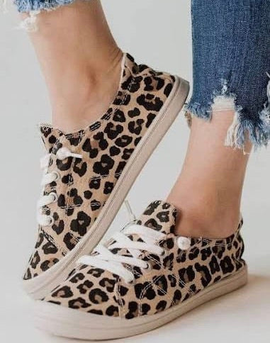 Animal Print Lace Up Sneakers