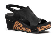Load image into Gallery viewer, Black/Leopard Wedge Shoes