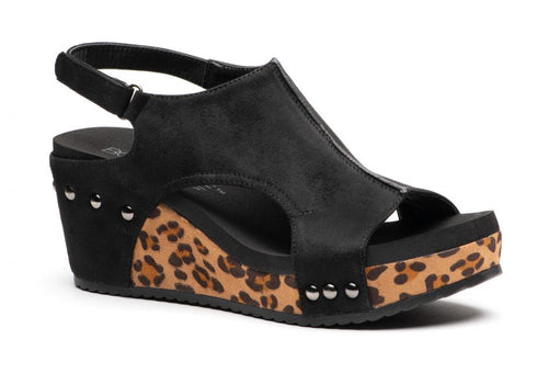 Black/Leopard Wedge Shoes