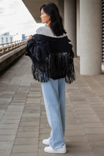 Load image into Gallery viewer, Black Fringe Denim Jacket