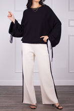 Load image into Gallery viewer, RUCHED SLEEVE RIBBED SWEATER