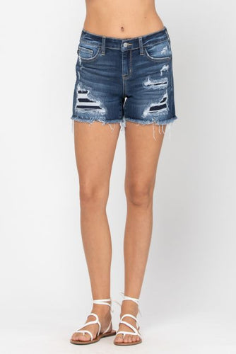 Mid-Rise Patch Cut Off Shorts