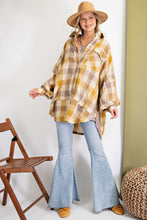 Load image into Gallery viewer, KHAKI PLAID YARN DYE OVERSIZED SHIRT DRESS