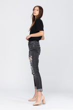 Load image into Gallery viewer, BLACK BLEACH SPLASH DESTROYED BOYFRIEND JEANS