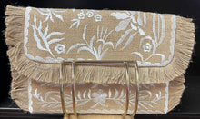 Load image into Gallery viewer, Straw Embroidered Clutch with Fringe