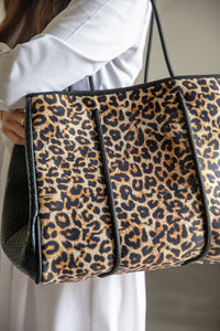 Brown Leopard Neoprene Tote Bag