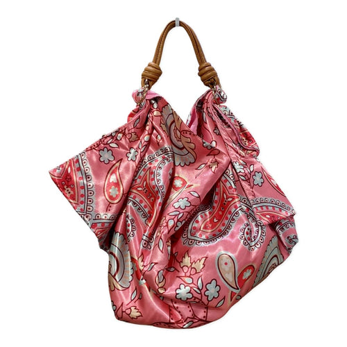 Pink Blue Flower Print Hobo Vintage Bag