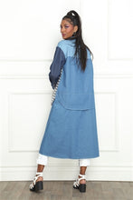 Load image into Gallery viewer, Houndstooth Button Denim Down Dress