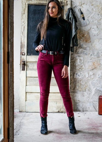 MID RISE SKINNY CORDUROY PANTS